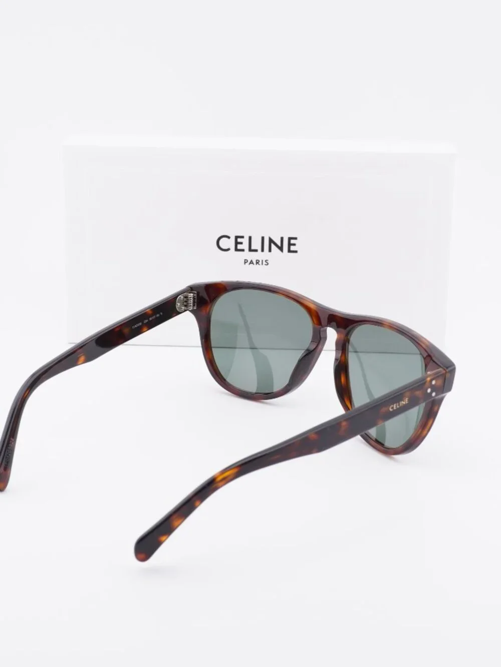 Celine Paris CL40102I 52N Square Sunglasses - Dark Havana / Green
